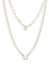 Meshmerise Diamond Initial Charm Necklace In Gold