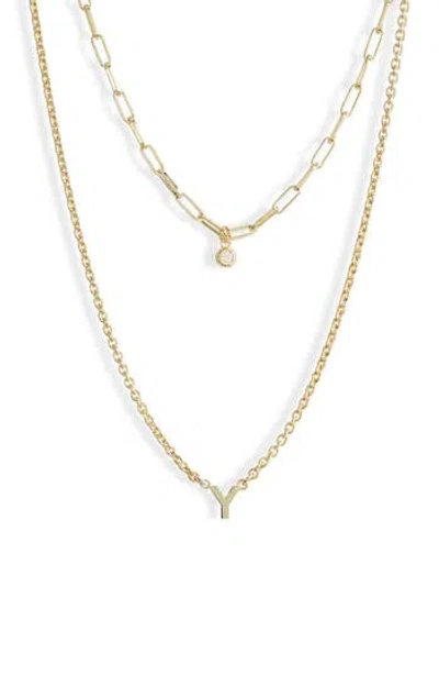 Meshmerise Diamond Initial Charm Necklace In Gold