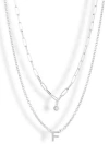 Meshmerise Diamond Initial Charm Necklace In Metallic
