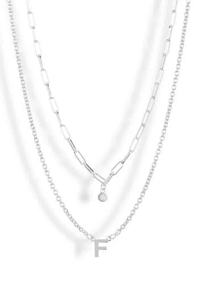 Meshmerise Diamond Initial Charm Necklace In Metallic