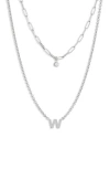 Meshmerise Diamond Initial Charm Necklace In Metallic
