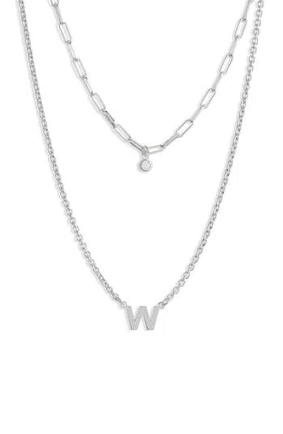 Meshmerise Diamond Initial Charm Necklace In Metallic