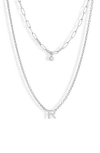 Meshmerise Diamond Initial Charm Necklace In Metallic