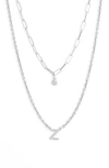 Meshmerise Diamond Initial Charm Necklace In Metallic