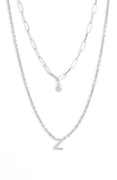 Meshmerise Diamond Initial Charm Necklace In Metallic