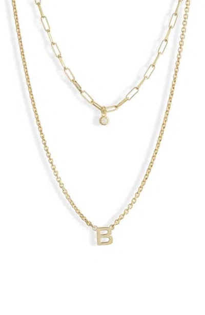 Meshmerise Diamond Initial Charm Necklace In Gold