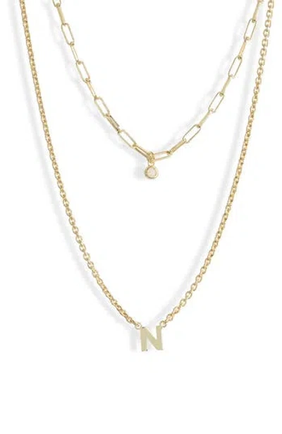 Meshmerise Diamond Initial Charm Necklace In Gold