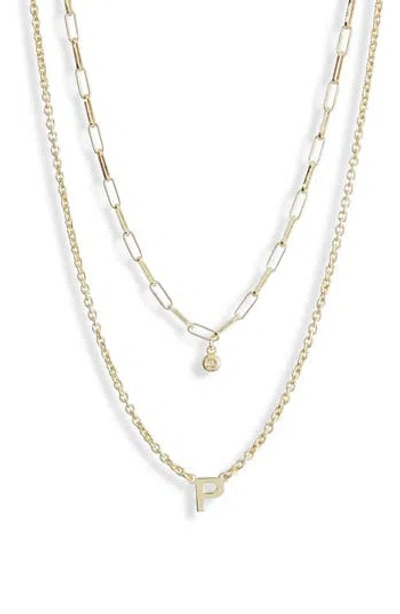 Meshmerise Diamond Initial Charm Necklace In Gold