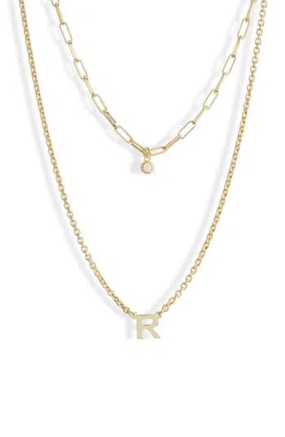 Meshmerise Diamond Initial Charm Necklace In Gold