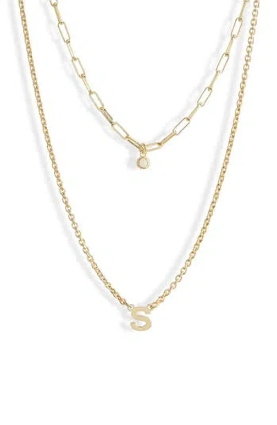 Meshmerise Diamond Initial Charm Necklace In Gold