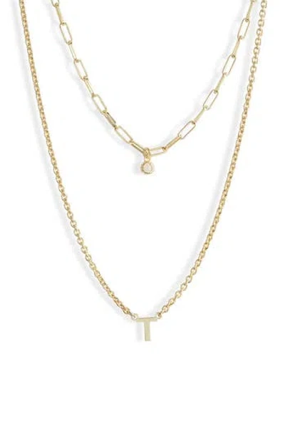 Meshmerise Diamond Initial Charm Necklace In Gold