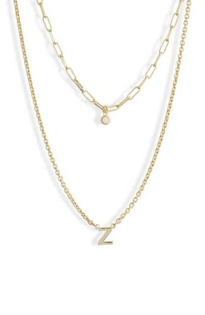Meshmerise Diamond Initial Charm Necklace In Gold