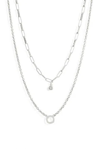 Meshmerise Diamond Initial Charm Necklace In Metallic