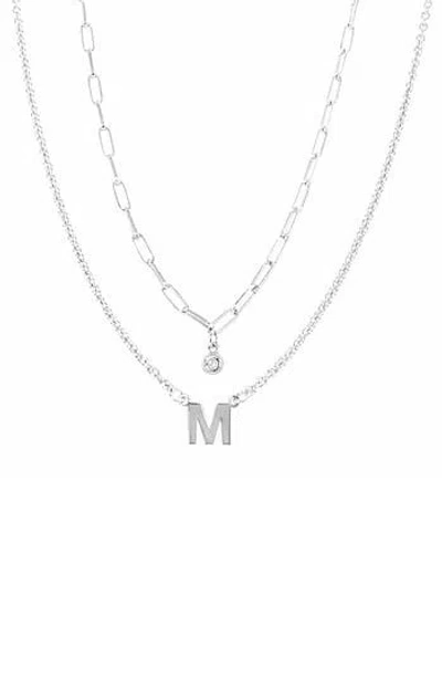 Meshmerise Diamond Initial Charm Necklace In Metallic