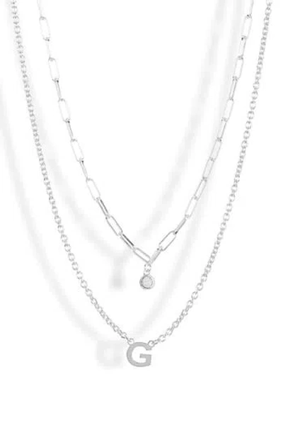 Meshmerise Diamond Initial Charm Necklace In Silver