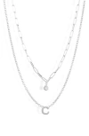 Meshmerise Diamond Initial Charm Necklace In Silver-c