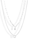Meshmerise Diamond Initial Charm Necklace In Silver-d