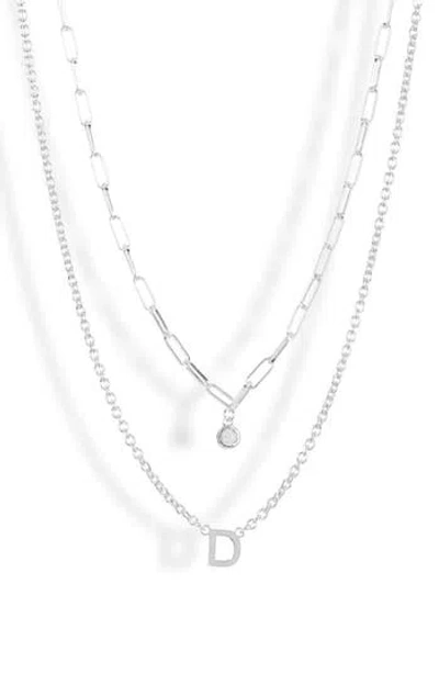 Meshmerise Diamond Initial Charm Necklace In Silver-d
