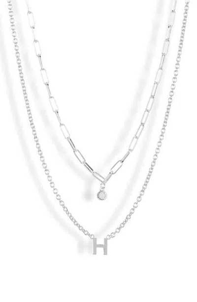 Meshmerise Diamond Initial Charm Necklace In Silver-h