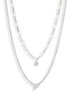 Meshmerise Diamond Initial Charm Necklace In Silver-p