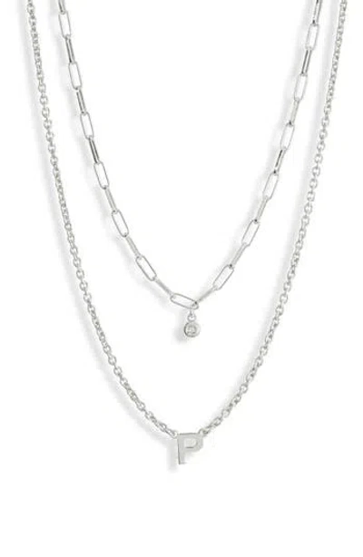 Meshmerise Diamond Initial Charm Necklace In Silver-p