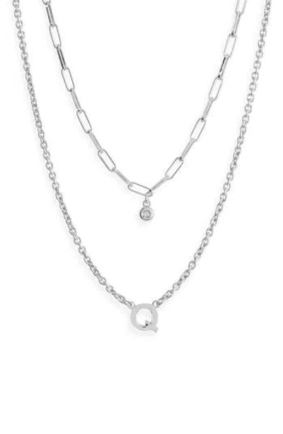 Meshmerise Diamond Initial Charm Necklace In Silver-q