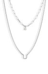 Meshmerise Diamond Initial Charm Necklace In Silver-u