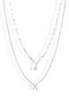 Meshmerise Diamond Initial Charm Necklace In Silver-x