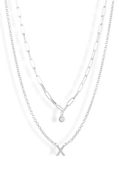 Meshmerise Diamond Initial Charm Necklace In Silver-x