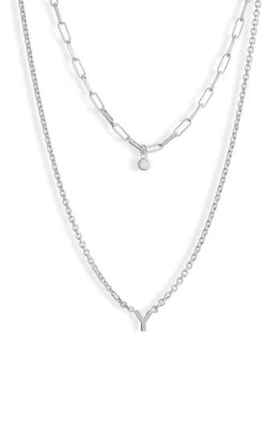 Meshmerise Diamond Initial Charm Necklace In Silver-y