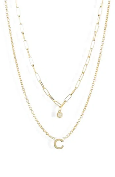 Meshmerise Diamond Initial Charm Necklace In Yellow Gold-c