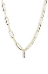 Meshmerise Diamond Initial Charm Paper Clip Chain Necklace In Yellow-i