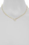 Meshmerise Diamond Initial Charm Paper Clip Chain Necklace In Yellow-q