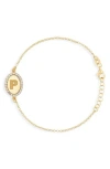 Meshmerise Diamond Initial Disc Bracelet In Burgundy