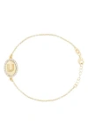Meshmerise Diamond Initial Disc Bracelet In Gold