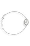 Meshmerise Diamond Initial Disc Bracelet In Metallic