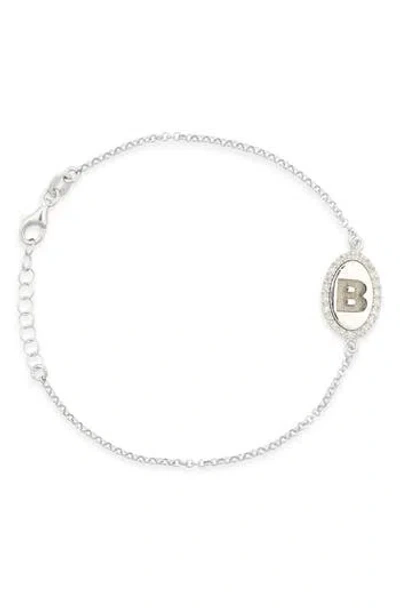 Meshmerise Diamond Initial Disc Bracelet In Metallic