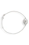 Meshmerise Diamond Initial Disc Bracelet In Metallic