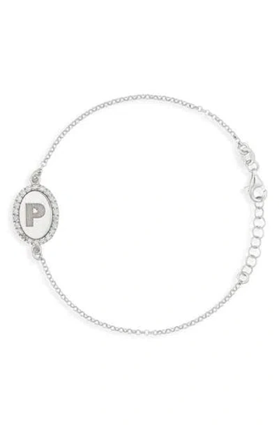 Meshmerise Diamond Initial Disc Bracelet In Metallic
