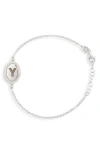 Meshmerise Diamond Initial Disc Bracelet In Metallic