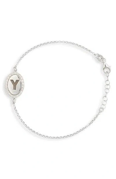 Meshmerise Diamond Initial Disc Bracelet In Metallic