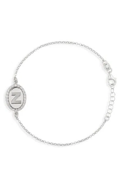 Meshmerise Diamond Initial Disc Bracelet In Metallic