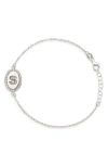 Meshmerise Diamond Initial Disc Bracelet In Metallic