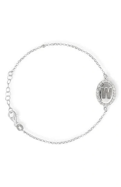 Meshmerise Diamond Initial Disc Bracelet In Metallic