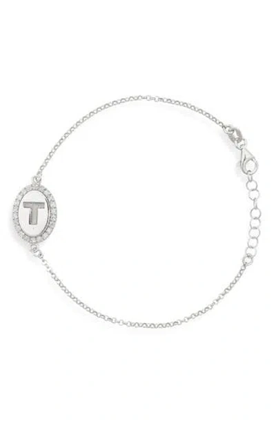 Meshmerise Diamond Initial Disc Bracelet In Metallic