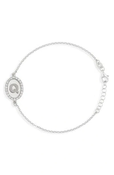 Meshmerise Diamond Initial Disc Bracelet In Metallic