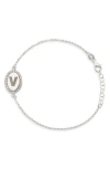 Meshmerise Diamond Initial Disc Bracelet In Metallic