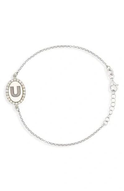 Meshmerise Diamond Initial Disc Bracelet In Silver
