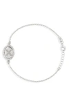Meshmerise Diamond Initial Disc Bracelet In Silver