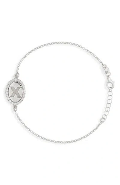 Meshmerise Diamond Initial Disc Bracelet In Silver